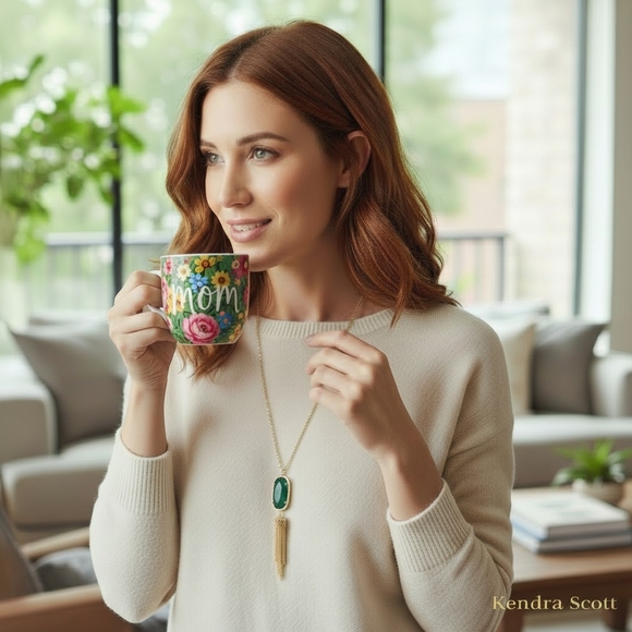 Kendra Scott Rayne Necklace-Green Malachite Illusion-EUC $98 Retail - Picture 11 of 11